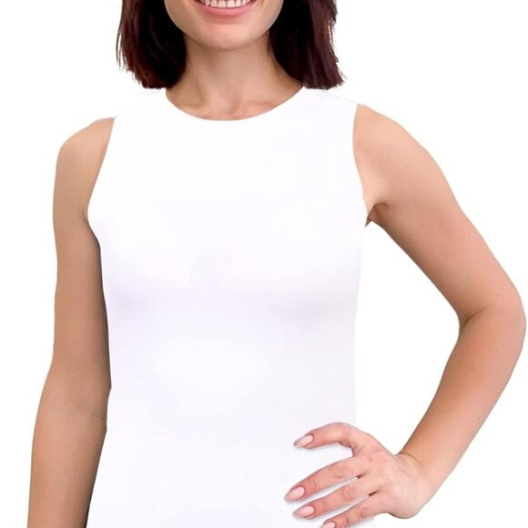Chic High Neck Tank Top in White – Modest Sleeveless Comfort, Size 20 Plus - Picture 1 of 5